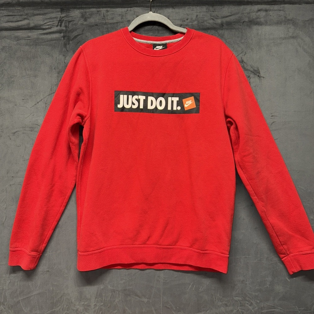 Nike Just Do It‎ Crewneck Sweatshirt Red Adult M Athletic Classic